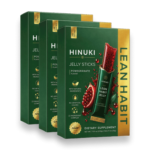 Hinuki 3 packs bundle — three green Lean Habit jelly stick boxes